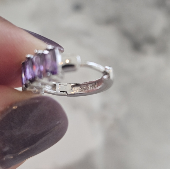 NWOT 925 Silver Amethyst Necklace & Earring Set - Picture 5 of 10